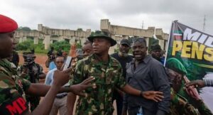 Protest at Ministry of Defence over delay in pensions increase